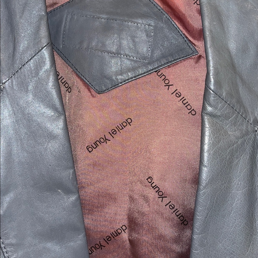 Gray Leather Blazer - image 3